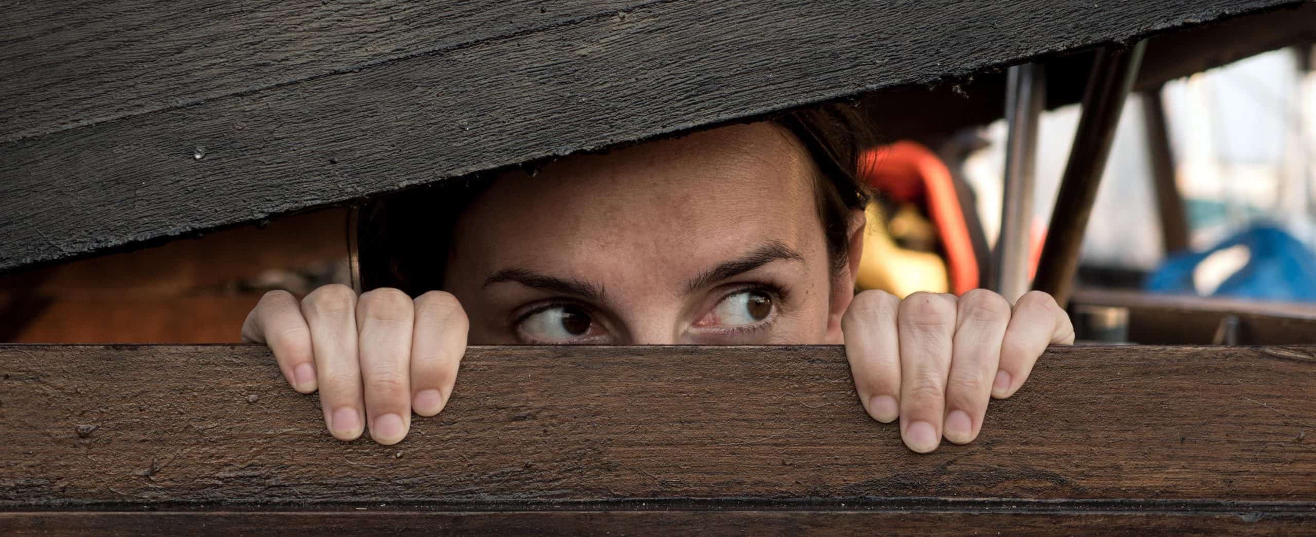 This a picture of a women hiding in a box playing hide and seek for an article called How to find out about my competitors by Octopus Competitive Intelligence consultancy for Competitor Analysis and market intelligence services. Why are the effects of disruption so tricky to spot?