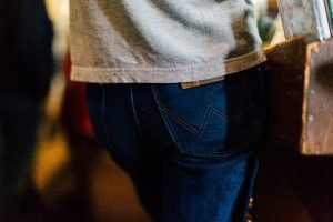 This is a picture a pair of wrangler jeans from behind for a guest article Data Wrangling in Market Research: A Comprehensive Guide by first principles for Octopus Competitive Intelligence consulting agency