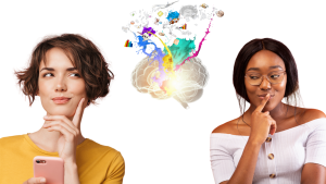 This is an image of two people thinking between a brain for an article called Strategic Advantage and AI: Why Independent Thinking Beats the Hype by octopus competitive intelligence agency octopus market intelligence agency. Social Intelligence and Emotional Resilience in the Social Work Profession
