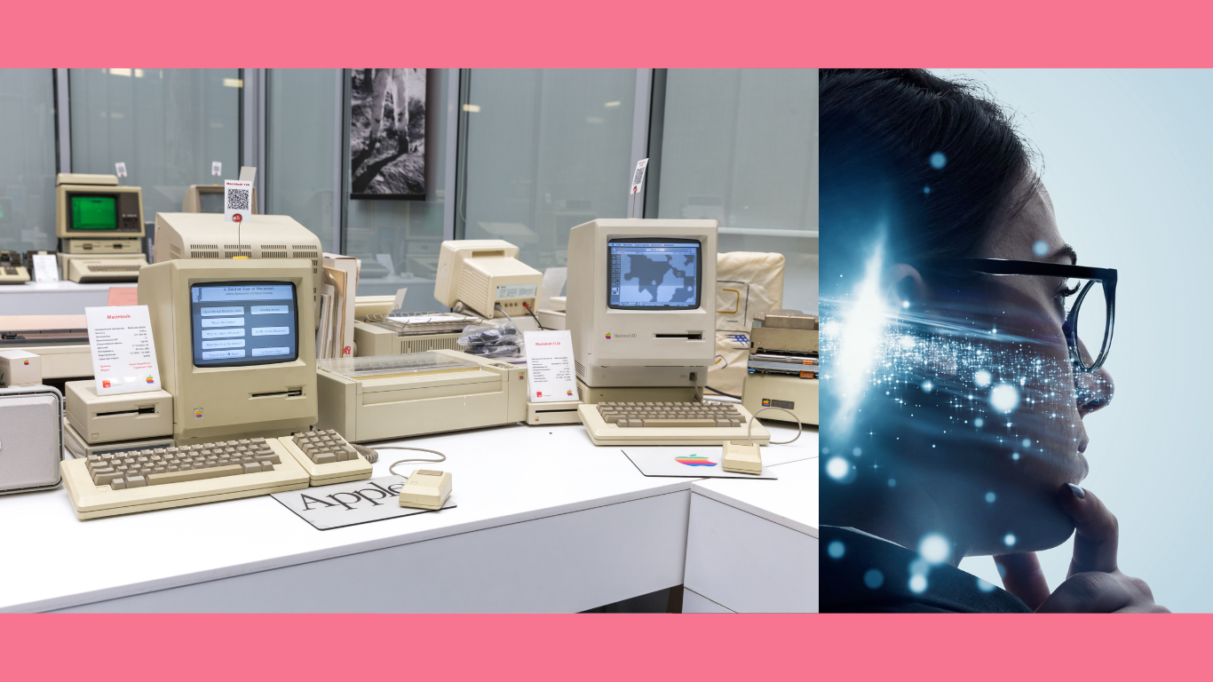 This is an image of old apple machines for an article called Apple Intelligence Briefing AI Strategy and the Future by octopus competitive intelligence agency and octopus market intelligence agency