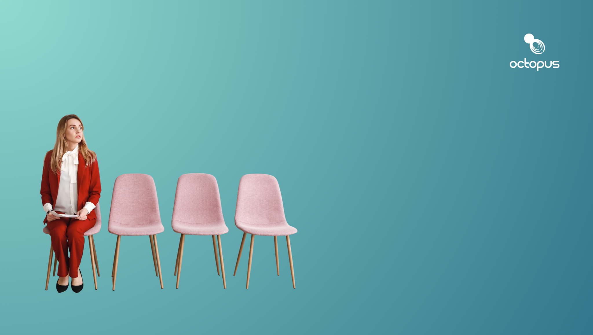 This is an image of a women waiting for an interview for an article called The jobs didn't go to the machine they went to the waiting room by octopus competitive intelligence agency
